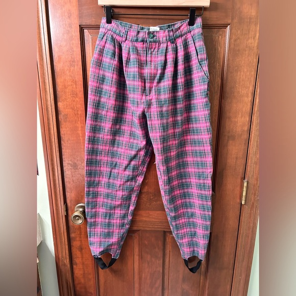 PARIS SPORT CLUB VTG 80s Plaid Stirrup High waisted pants. Size 13. Rare find! - Picture 1 of 9